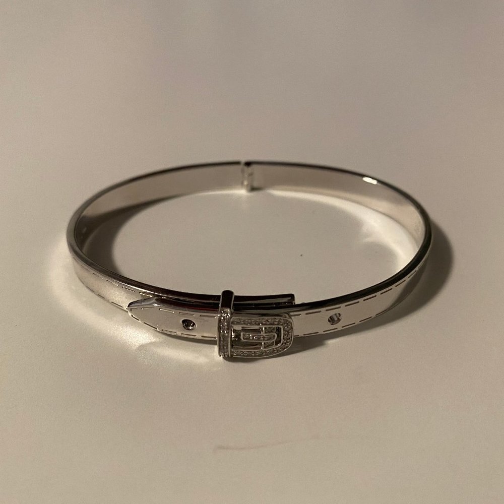 GUCCI Diamonds & White Gold Belt Buckle Bracelet